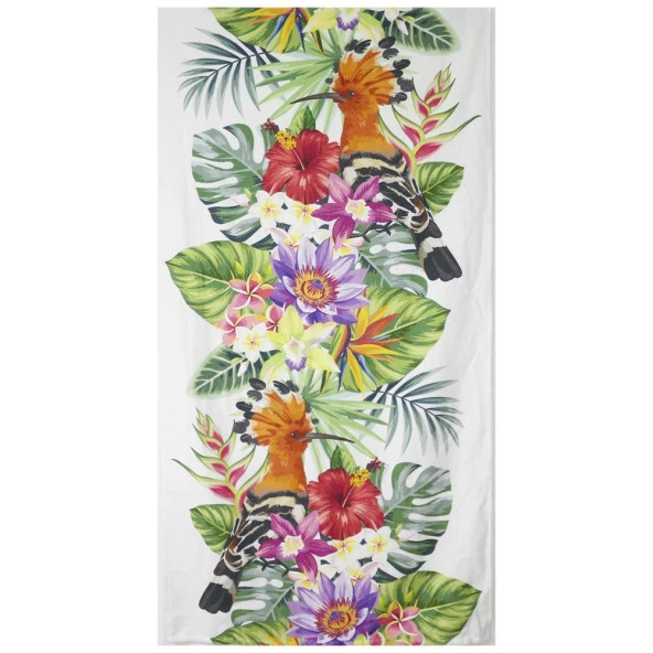 T.Concept F.K Seri Çiçekli Çantalı Plaj Havlusu, Yumuşak Dokulu, 70x140 Cm ürün görseli 1