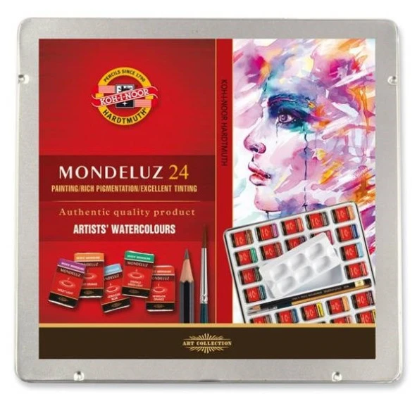 Koh-i Noor Mondeluz Master Class Taş Sulu Boya 24 Renk Metal Kutu ürün görseli 1