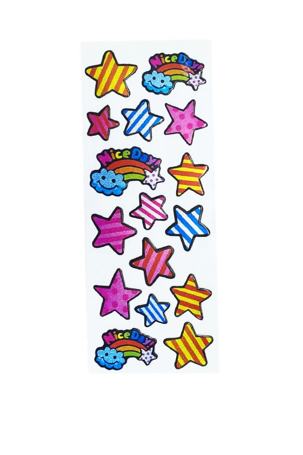 Sticker Kabartmalı Stiker Defter, Planlayıcı Etiket Renkli Yıldızlar (cb426) 16x7 cm ürün görseli 1