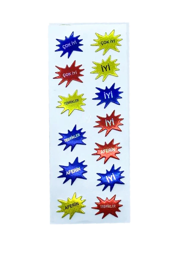 Sticker Kabartmalı Stiker Defter, Planlayıcı Etiket Aferin, Tebrikler (cb439) 16x7 cm ürün görseli 1