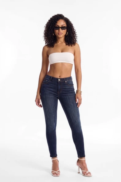Kadın Skinny Fit Esnek Pantolon Koyu Lacivert ürün görseli 1