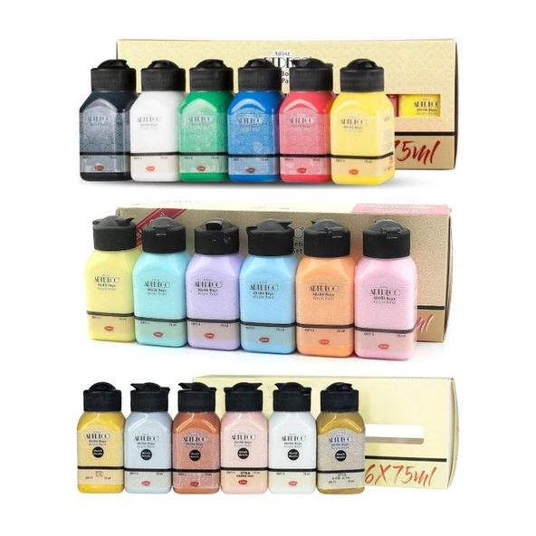 Artdeco Akrilik Boya 18x75ml Set - Canlı, Pastel ve Metalik Renkler ürün görseli 1