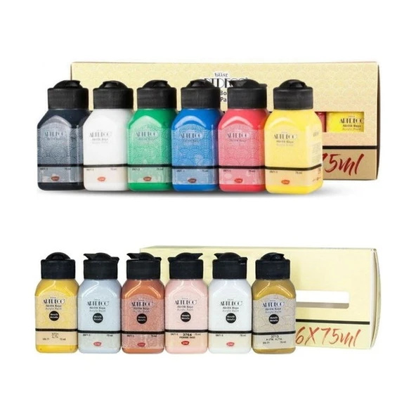 Artdeco Akrilik Boya 12x75ml Set - Canlı ve Metalik Renkler ürün görseli 1