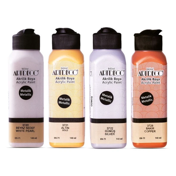 Artdeco Metalik Akrilik Boya 4 Renk x 140 ml SET ürün görseli 1