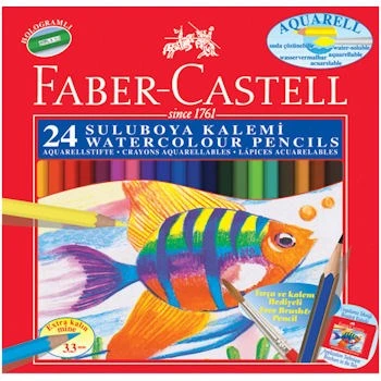 Faber Castell Aquarel Suluboya Kalemi 24 Renk Karton Kutu ürün görseli 1