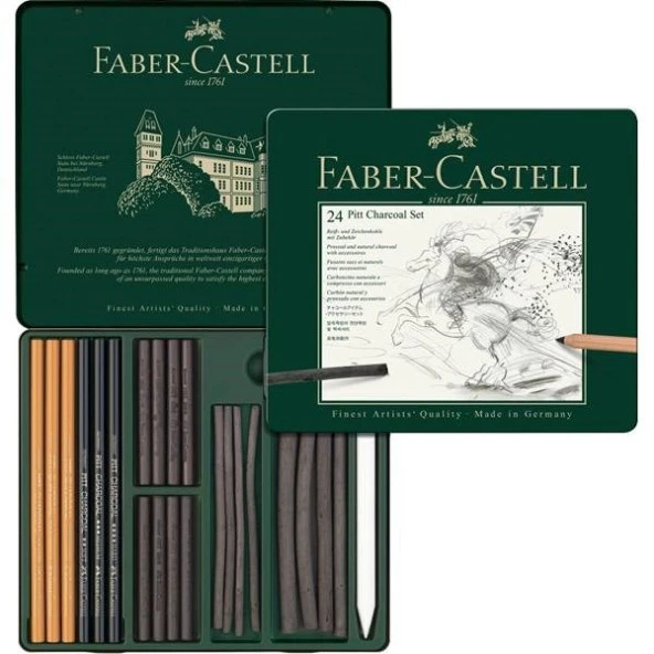 Faber Castell Pitt Charcoal İşlenmiş Kömür Seti 24 Parça ürün görseli 1