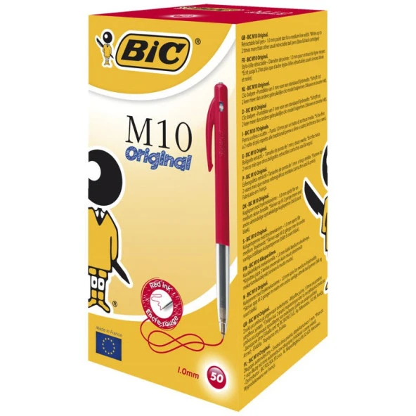 Bic M10 Basmalı Tükenmez Kalem Kırmızı 50li Kutu ürün görseli 1