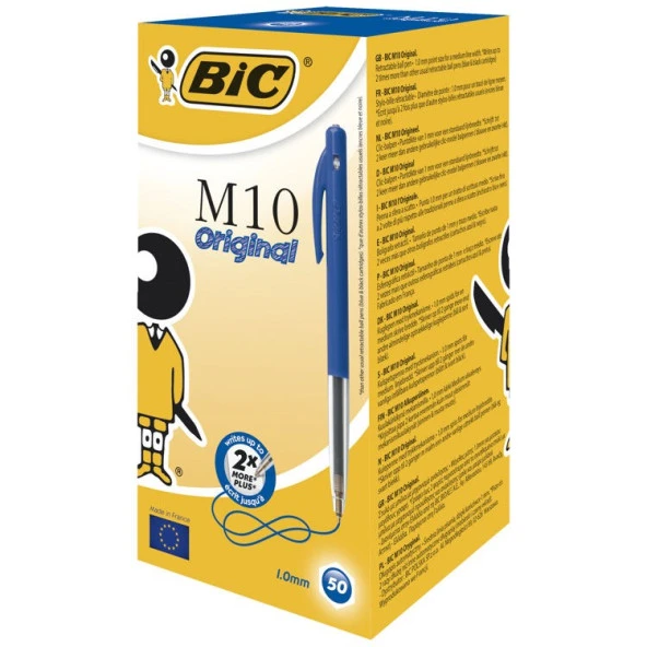 Bic M10 Basmalı Tükenmez Kalem Mavi 50li Kutu ürün görseli 1