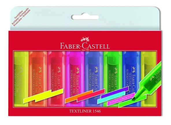 Faber Castell Textliner 1546 Fosforlu Kalem 8Lİ SET ürün görseli 1