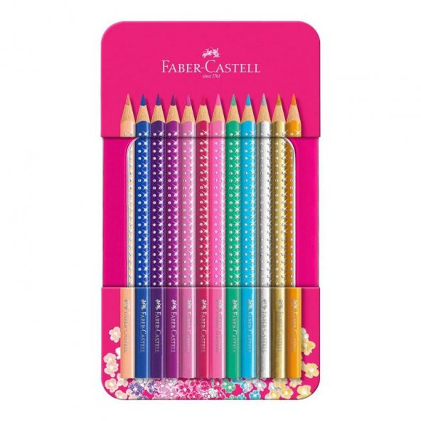 Faber Castell Parlak Renk Kuru Boya 12 Renk Metal Kutu ürün görseli 1