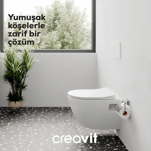 Creavit Terra Kanallı Beyaz Asma Klozet TP325, Creavit Terra Duck Yavaş Kapak ürün görseli 1