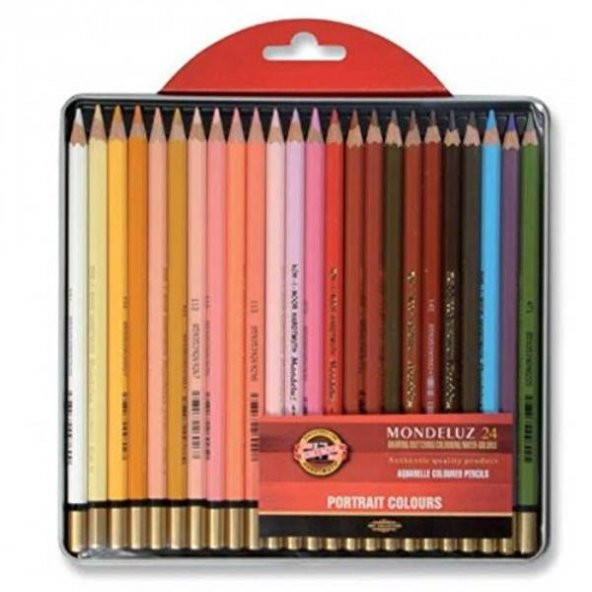 Koh-i Noor Mondeluz Aquarell Boya Kalemi 24 Renk PORTRE TONLARI Metal Kutu ürün görseli 1