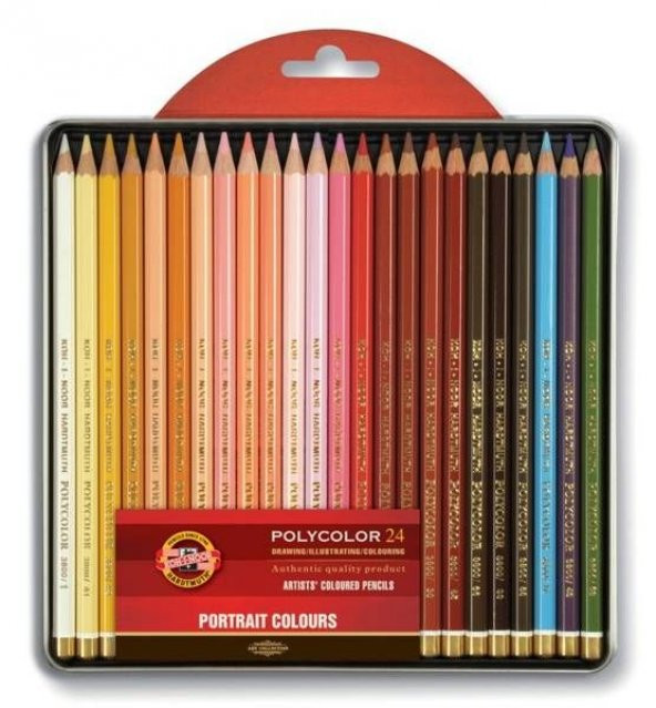 Koh-i Noor Polycolor Artist Kuru Boya Kalemi 24 Renk PORTRE TONLARI Metal Kutu ürün görseli 1