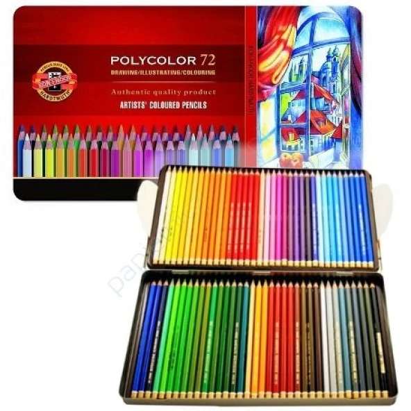 Koh-i Noor Polycolor Artist Kuru Boya Kalemi 72 Renk Metal Kutu ürün görseli 1