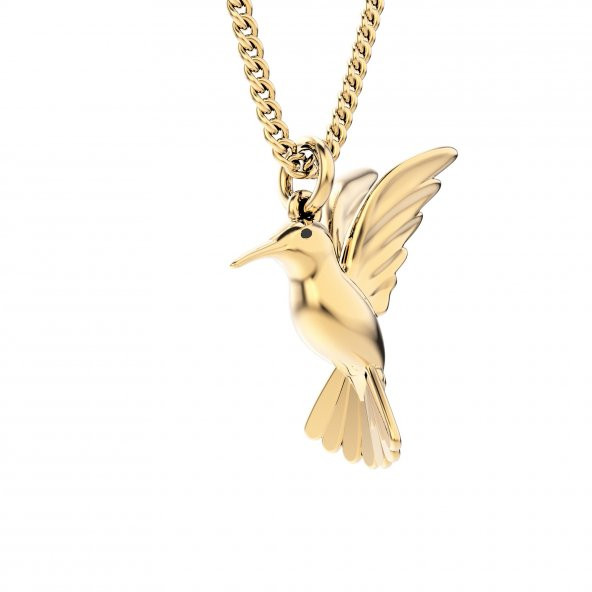 Chocli 18 Ayar Altın Kaplama  Humming Bird Kolye ürün görseli 1