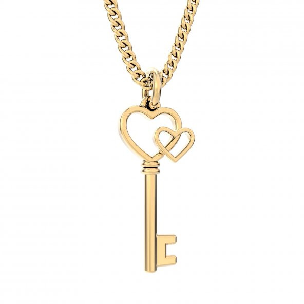 Chocli 18 Ayar Altın Kaplama Love Key Kolye ürün görseli 1