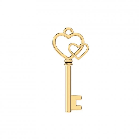 Chocli 18 Ayar Altın Kaplama Love Key Kolye - Resim 3