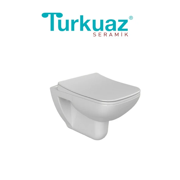 Turkuaz Duru Kanallı Beyaz Asma Klozet SET003013, Turkuaz Duru Yavaş Kapak ürün görseli 1