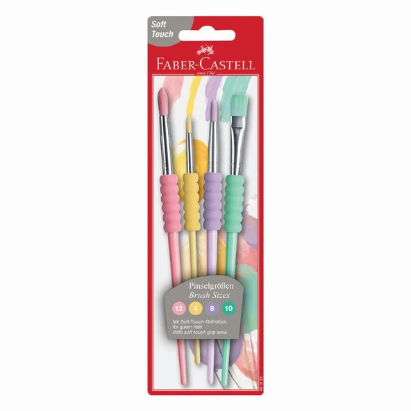 Faber Castell Soft Touch Fırça Seti 4lü Pastel Renkler ürün görseli 1