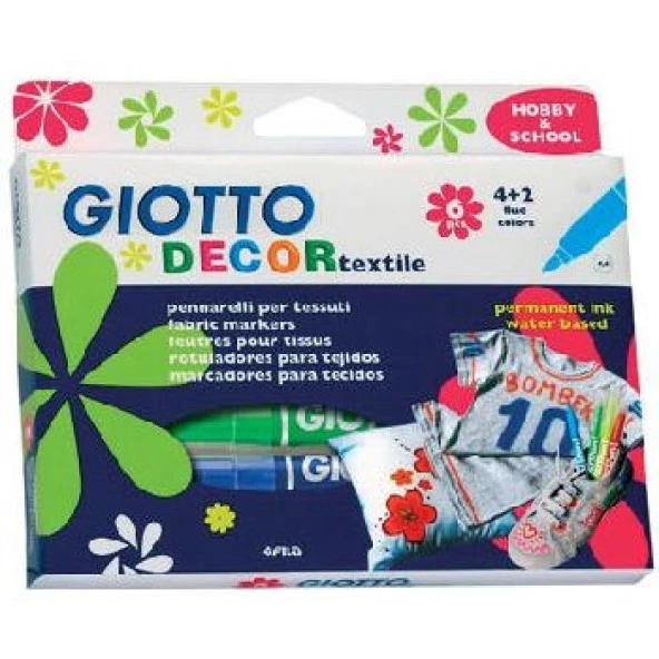 Giotto Decor Textile Kumaş Boyama Kalemi 6 Renk ürün görseli 1