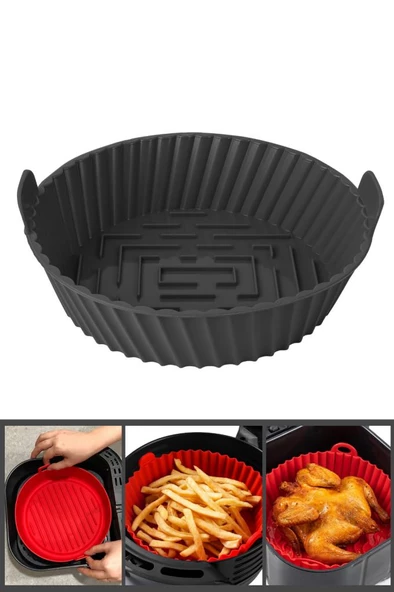 Onikiden Yanmaz Yapışmaz Airfryer Silikon Pişirme Kabı SL099 - Tüm Fritözlerle Uyumlu 20x5cm ürün görseli 1