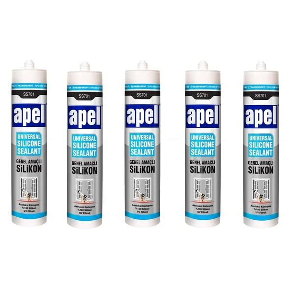 5 Adet Apel Genel Amaçlı Silikon Şeffaf 250 ml ürün görseli 1