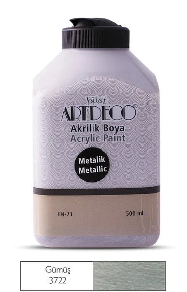 Artdeco Metalik Akrilik Boya 500 ml. 3722 METALİK GÜMÜŞ ürün görseli 1