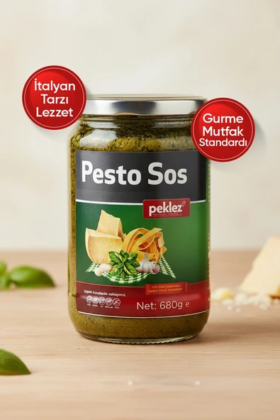 Pesto Sos 680 g Cam Şişe - Taze Fesleğenli Hazır Makarna Sosu ürün görseli 1