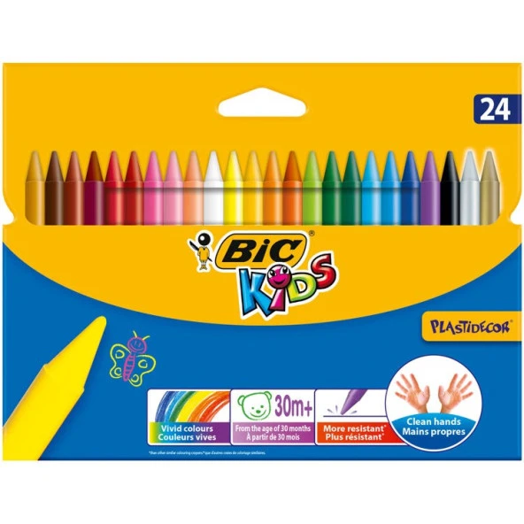 Bic Kids Plastidecor Silinebilir Mum Pastel Boya 24 Renk ürün görseli 1