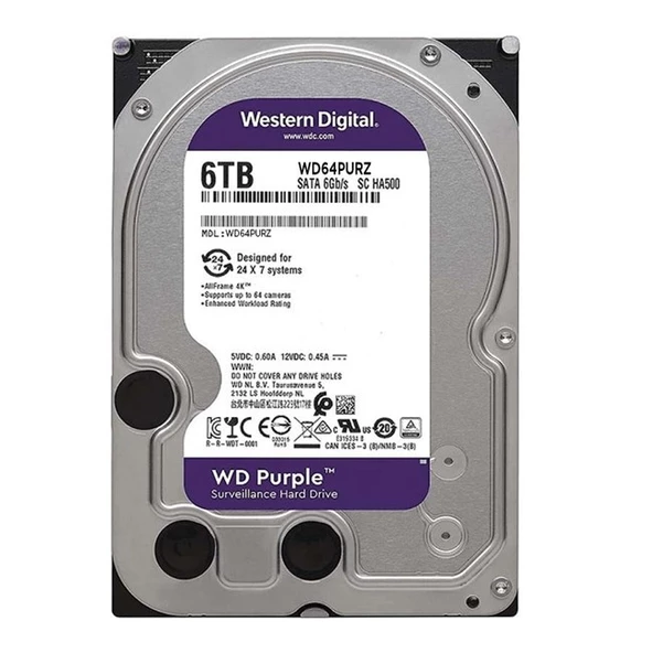 WD Purple 6TB 5400Rpm 256MB -WD64PURZ ürün görseli 1
