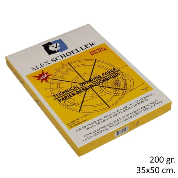 Alex Schoeller Teknik Resim Kağıdı 200 gr. 35x50 cm. 100lü Paket ürün görseli 1