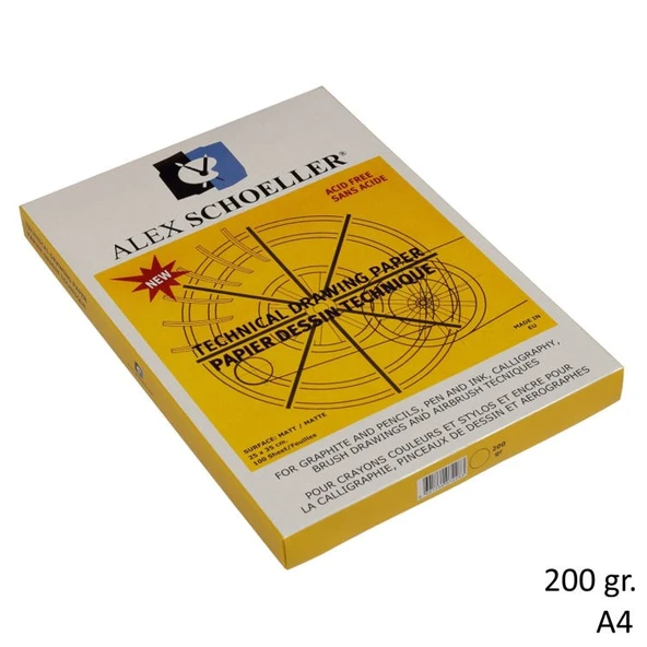 Alex Schoeller Teknik Resim Kağıdı 200 gr. A4 100lü Paket ürün görseli 1