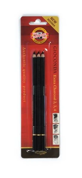 Koh-i Noor Gioconda Extra Charcoal Kömür Füzen Kalem 3lü Set ürün görseli 1