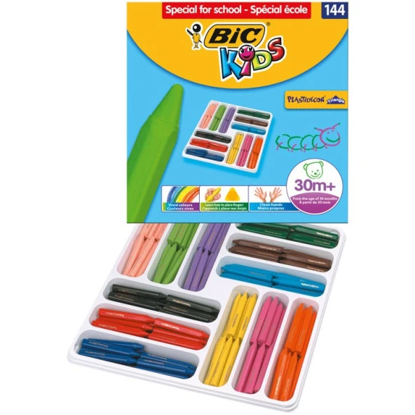 Bic Kids Plastidecor Triangle Elleri Kirletmeyen Üçgen Jumbo Mum Pastel Boya 144lü Sınıf Paketi ürün görseli 1