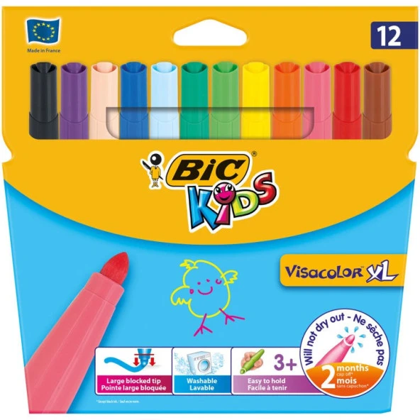 Bic Kids Visacolor XL Keçeli Boya Kalemi 12 Renk ürün görseli 1