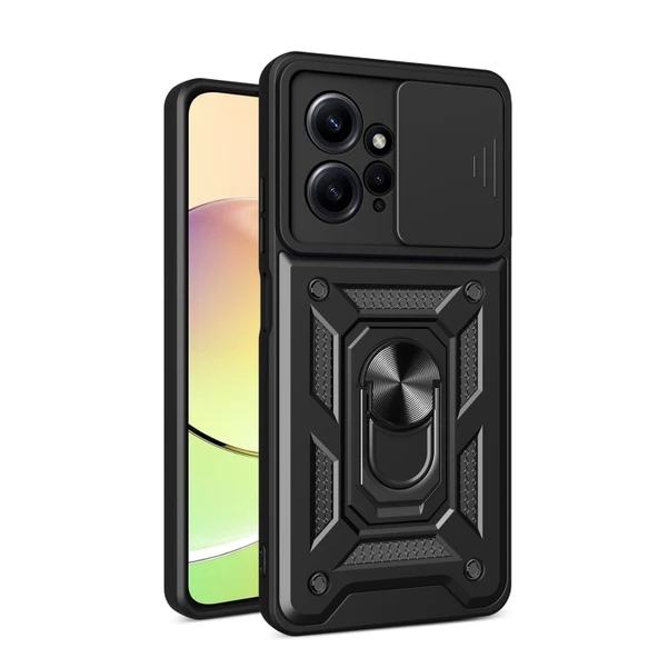 Gpack Xiaomi Redmi Note 12 4G Kılıf Sert Silikon Tank Aramid Sürgülü Vega Yüzüklü ürün görseli 1