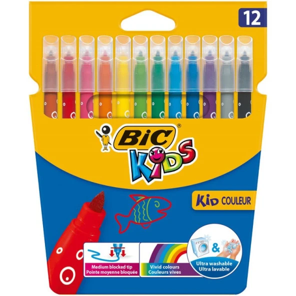 Bic Kids Kid Couleur Keçeli Boya Kalemi 12 Renk ürün görseli 1