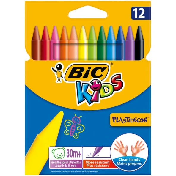 Bic Kids Plastidecor Silinebilir Mum Pastel Boya 12 Renk ürün görseli 1