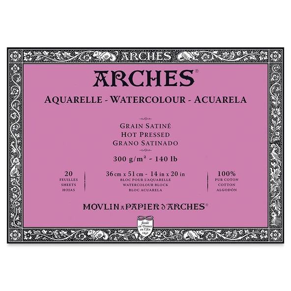 Arches Suluboya Blok Hot Press Natural White 300 gr 36x51 cm 20 Sayfa ürün görseli 1
