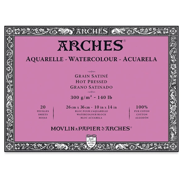 Arches Suluboya Blok Hot Press Natural White 300 gr 26x36 cm 20 Sayfa ürün görseli 1
