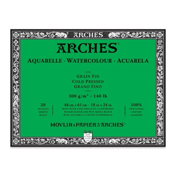 Arches Suluboya Blok Cold Press Natural White 300 gr 46x61 cm 20 Sayfa ürün görseli 1