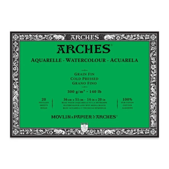 Arches Suluboya Blok Cold Press Natural White 300 gr 36x51 cm 20 Sayfa ürün görseli 1