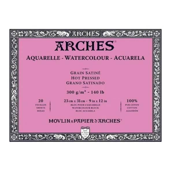 Arches Suluboya Blok Hot Press Natural White 300 gr 23x31 cm 20 Sayfa ürün görseli 1