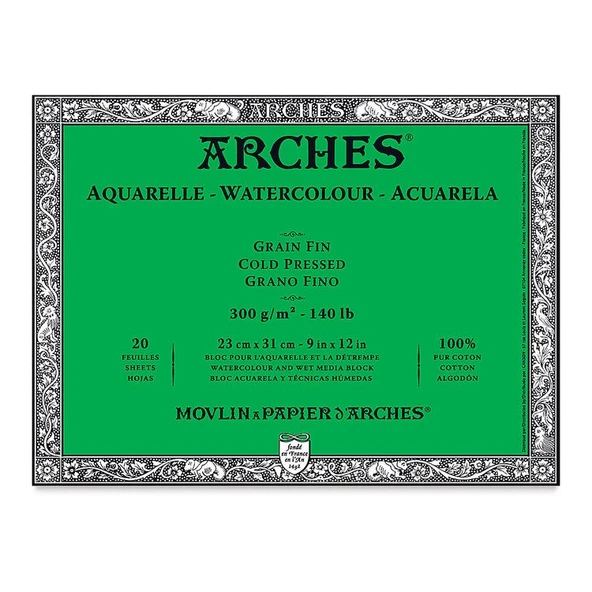Arches Suluboya Blok Cold Press Natural White 300 gr 23x31 cm 20 Sayfa ürün görseli 1