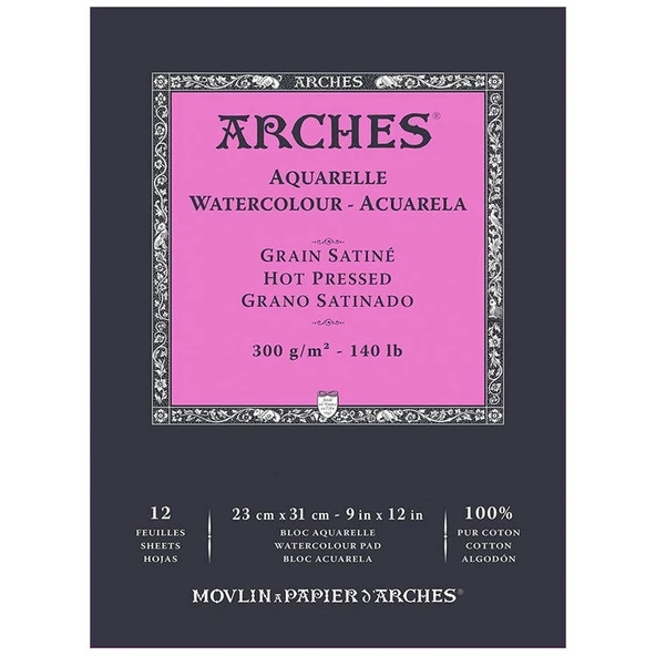 Arches Suluboya Defteri Hot Press Natural White 300 gr 23x31 cm 12 Sayfa ürün görseli 1
