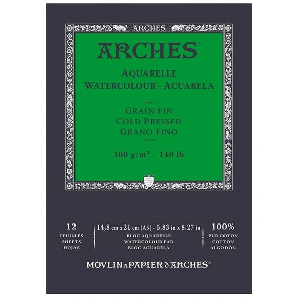 Arches Suluboya Defteri Cold Press Natural White 300 gr A5 12 Sayfa ürün görseli 1