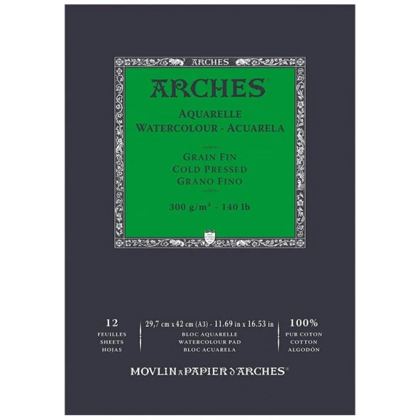 Arches Suluboya Defteri Cold Press Natural White 300 gr A3 12 Sayfa ürün görseli 1