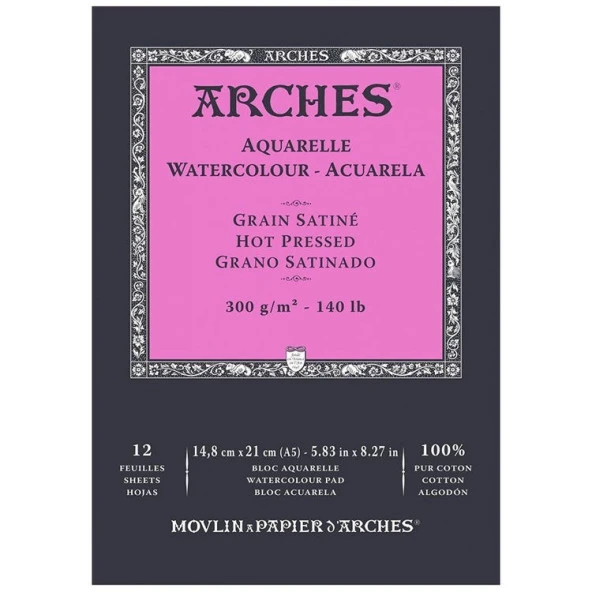 Arches Suluboya Defteri Hot Press Natural White 300 gr A5 12 Sayfa ürün görseli 1