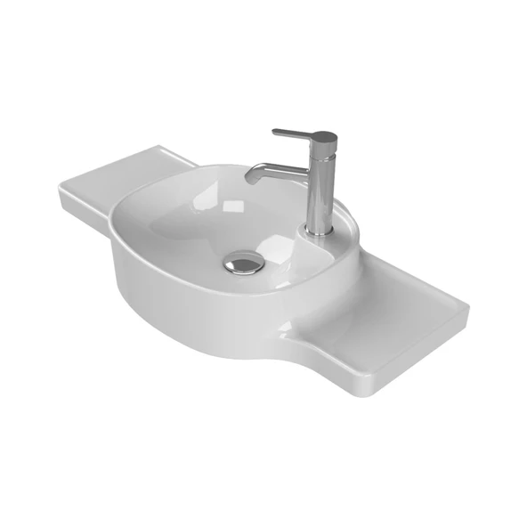Turkuaz Cerastyle Harmony Etajer Uyumlu Beyaz Lavabo 80x38 Cm 043800-u ürün görseli 1