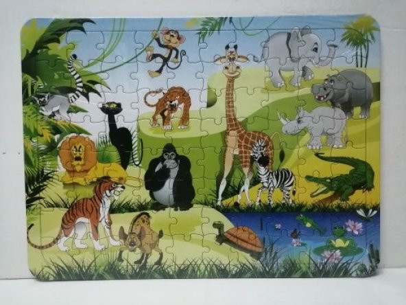 Vahşi doğa hayvanları Eğitici Puzzle  80 Parça 39x29 cm ürün görseli 1